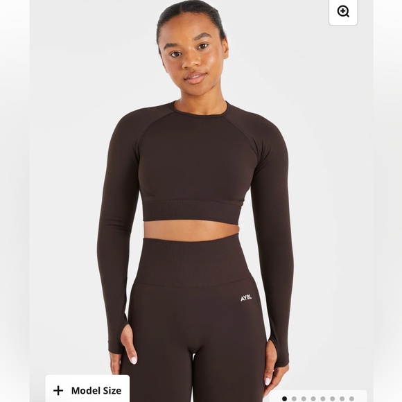 AYBL EMPOWER SEAMLESS LONG SLEEVE CROP TOP - Cocoa Brown - S - Picture 6 of 15